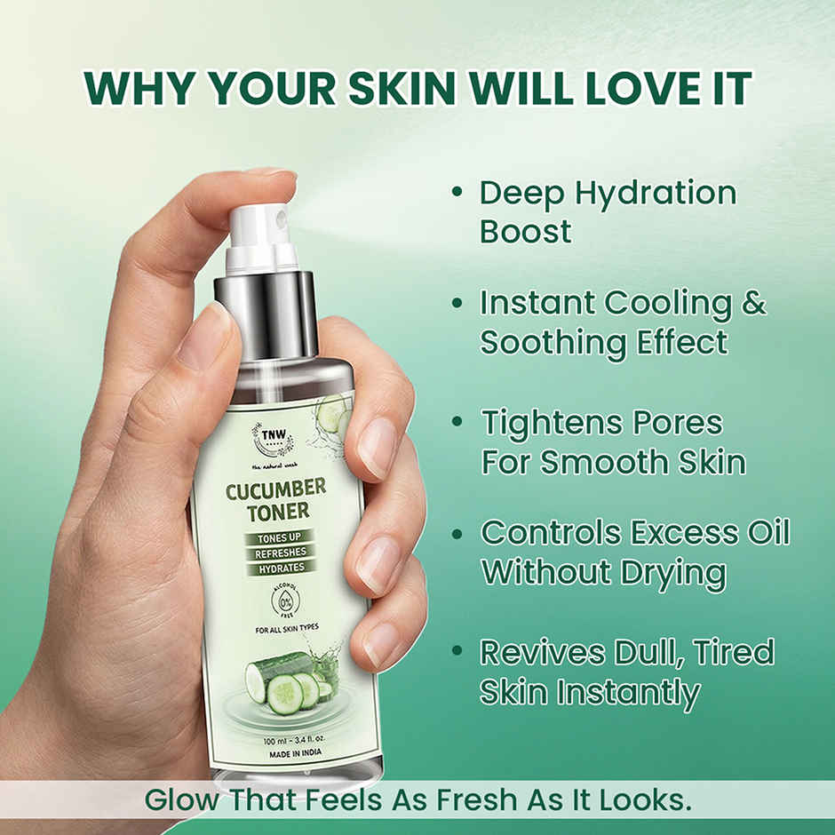 TNW The Natural Wash Cucumber Toner for Cleansing & Refreshing Skin Pore Tightening Toner with Spray