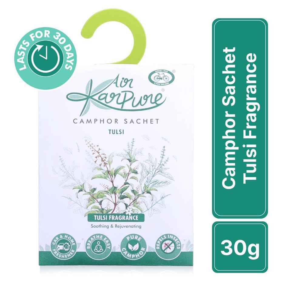 Tulsi Camphor Sachet by Air Karpure | Car, Bathroom, Wardrobe & Room Freshener |From House of Cycle