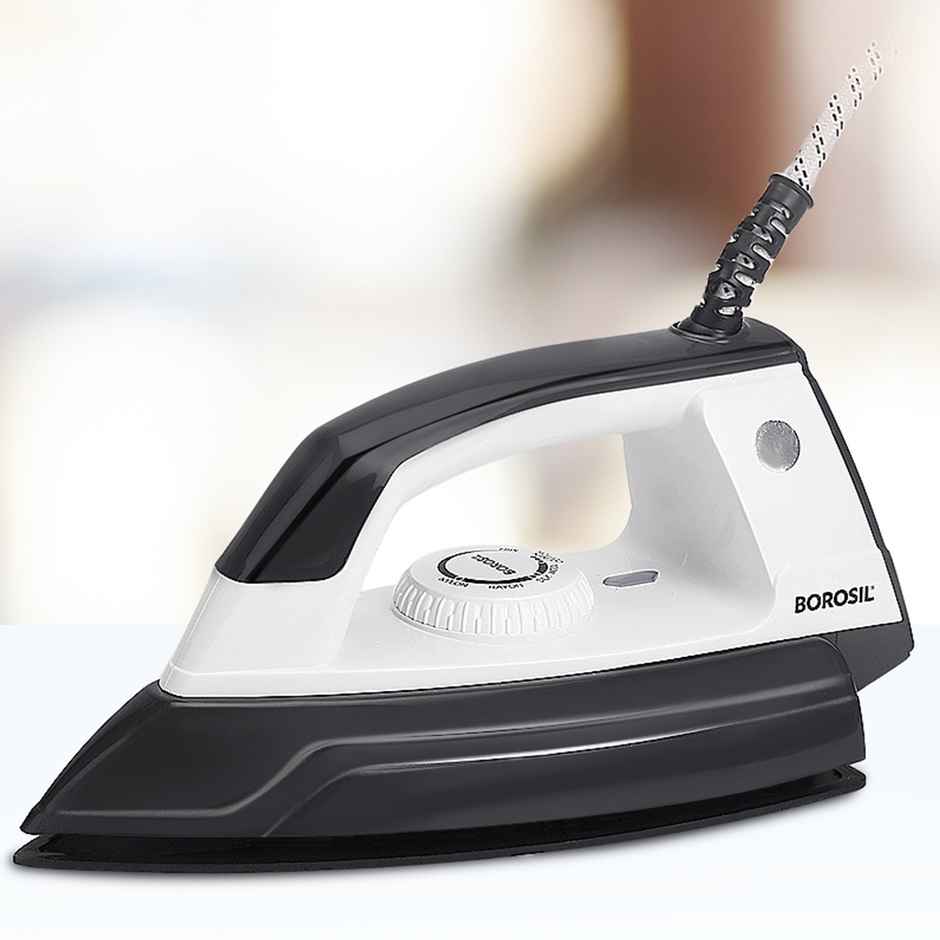 Borosil Glider 1000W Dry Iron with American Heritage Non-Stick Soleplate Coating