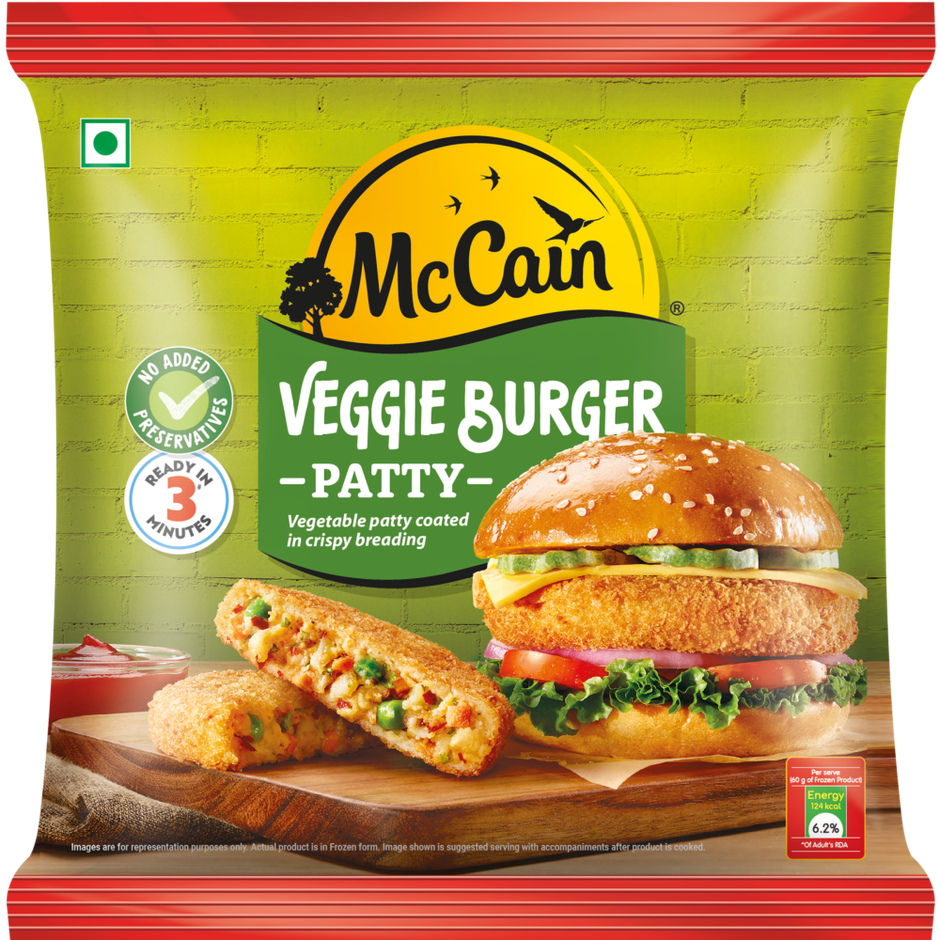 Mccain Veggie Burger Patty | Ready To Cook (360g) & Mccain Fries Fun Pack (90g) Combo