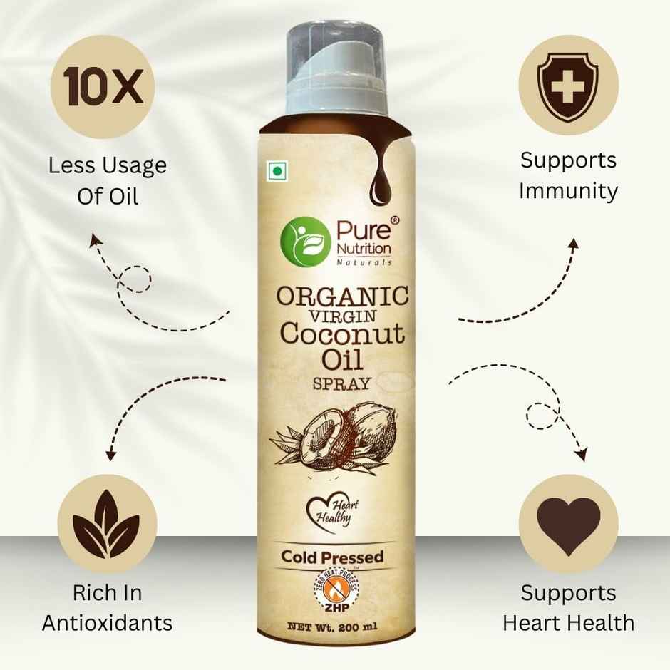 Pure Nutrition Organic Extra Virgin Coconut Oil Spray | Edible And Cold Pressed | Ideal For Cooking