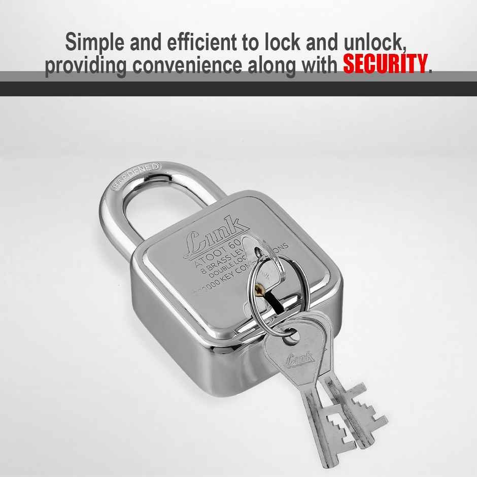 Link Stainless Steel 8 Brass Levers Atoot 60 Advance Padlock with 3 Keys