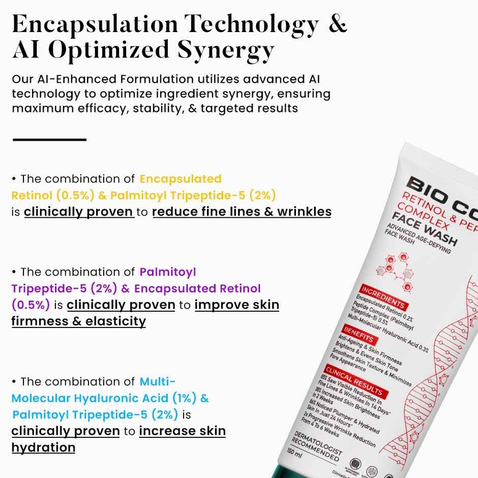 Bio Code Retinol & Peptide Complex Face Wash - Advanced Age-Defy | AI-Enhanced Formula