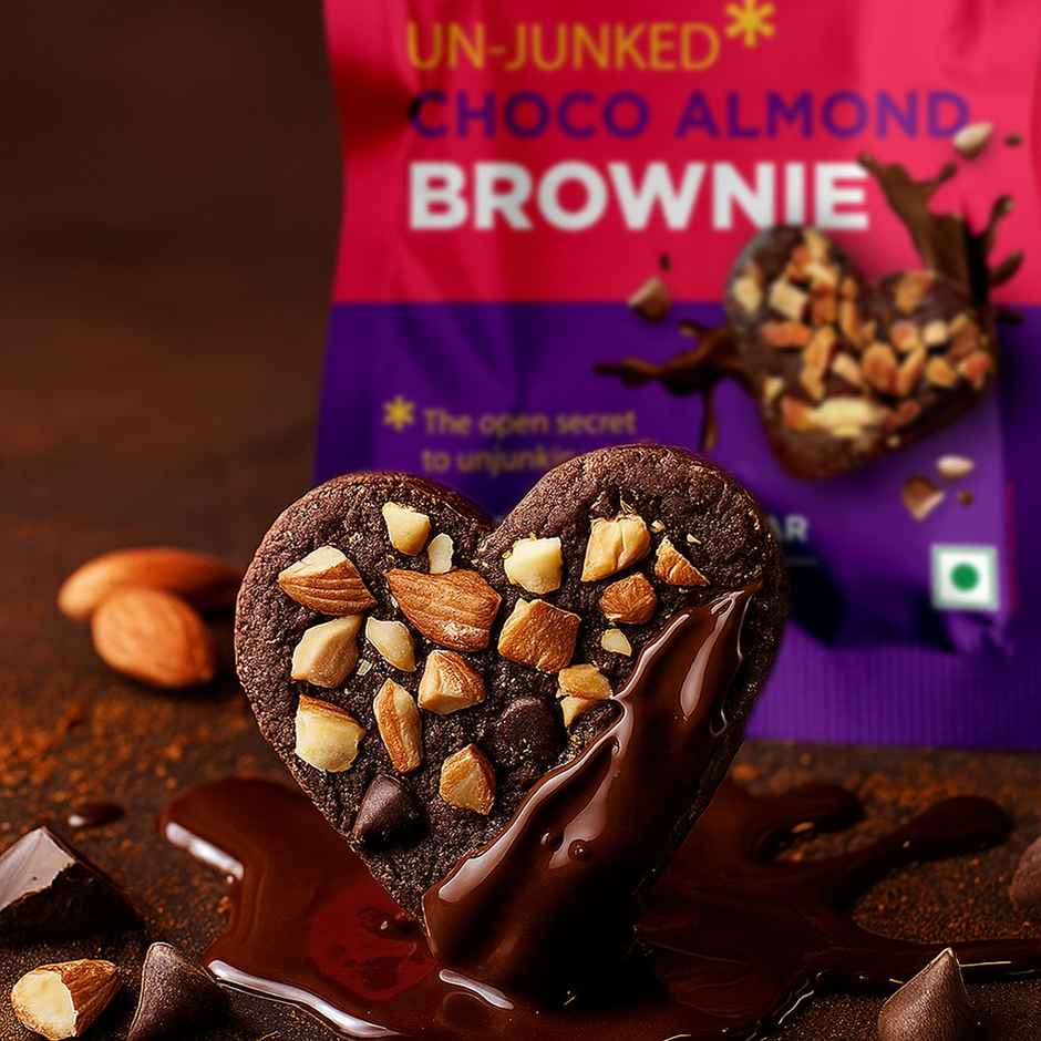 Open Secret Heart Shaped Chocolate Almond Brownie, No Maida, Zero Palm Oil