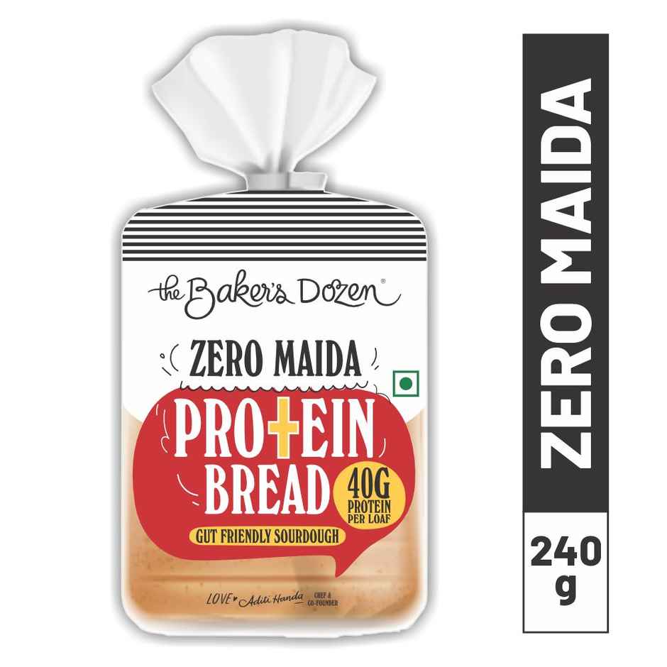 The Baker'S Dozen Zero Maida Protein Bread (240g) & The Baker'S Dozen High Protein Peanut Butter Cookies Biscuits | Artificial Colour-Free Cookies (75g) Combo