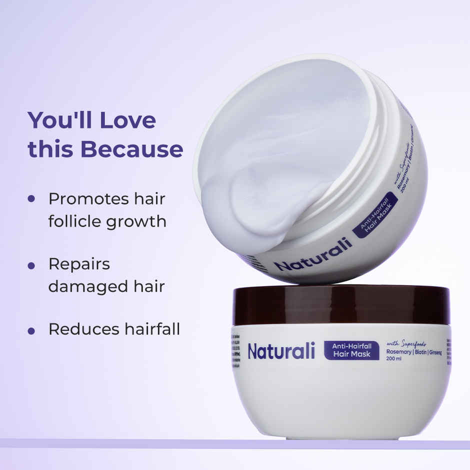 Naturali Anti-Hairfall Hair Mask - Rosemary | Ginseng | Biotin | Promotes Hair Follicle Growth