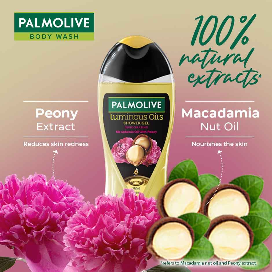 Palmolive Body Wash Luminous Oils Invigorating Shower Gel With 100% Natural Macadamia Oil & Peony Extracts