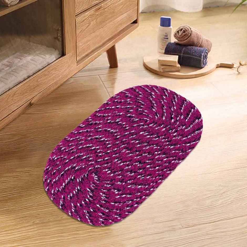 Homeharmony Pink & White Cotton Floor Mat | 50 x 30 cm