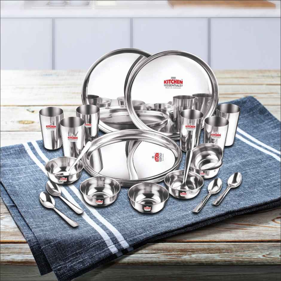 Kitchen Essentials 24 Pcs Stainless Steel Dinner Set (Mirror Finish)