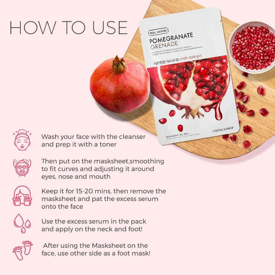 The Face Shop Real Nature Pomegranate Face Mask (Sheet Mask) Combo
