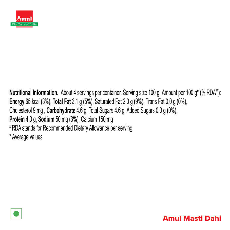 Amul Masti Dahi Pouch (400g) & Mint Leaves (100g) Combo