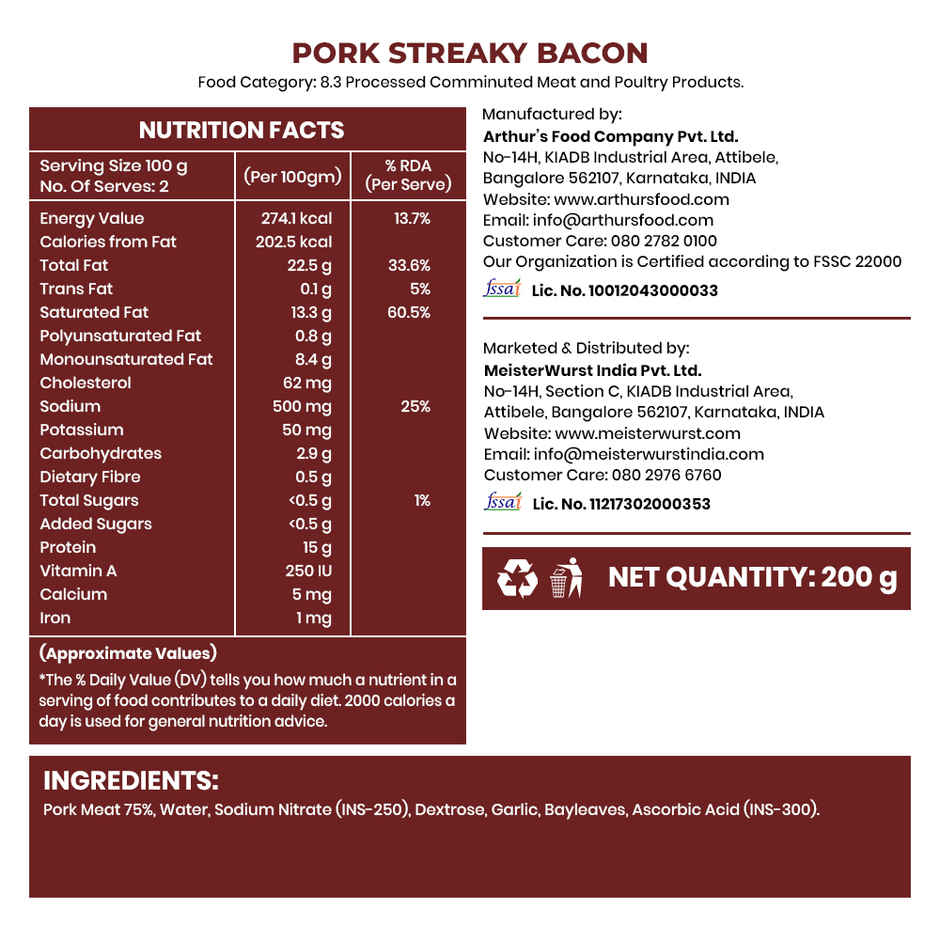 Meister Wurst Pork Streaky Bacon