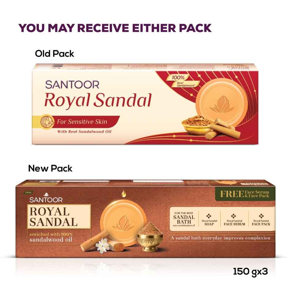Santoor Royal Sandal Soap with Face Serum and Face Pack