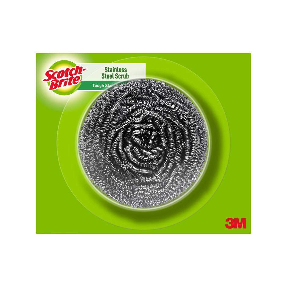 Scotch-Brite Super Strong Scrub Pad For Tough Stains (Replacement To Steel Scrubber For Kitchen) (1pc) & Scotch-Brite Chakra Stainless Steel Scrubber (1pc) Combo