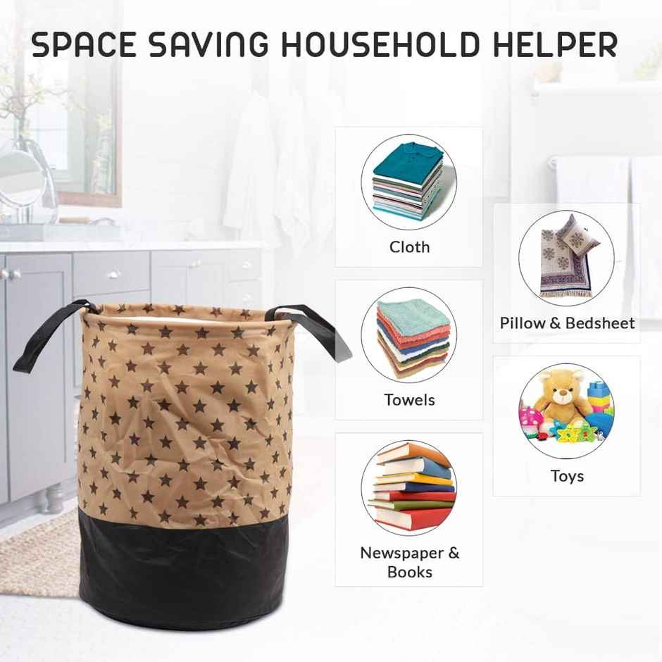Perpetual 45L Waterproof Laundry Basket | Foldable Storage Bag with Handle (BrownStar)