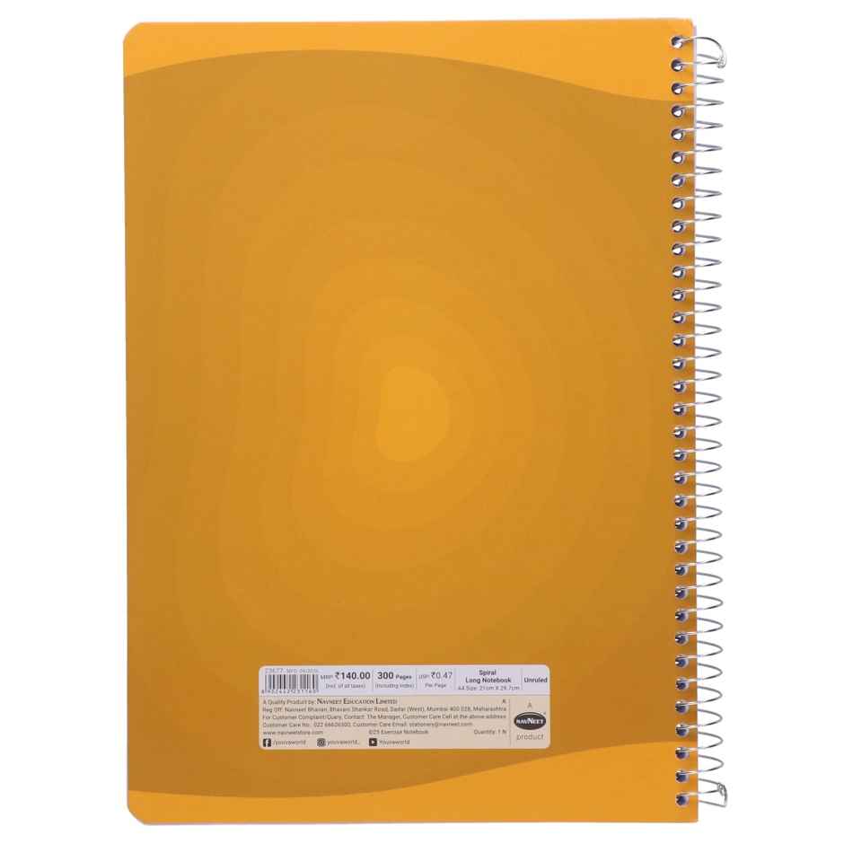 Navneet Youva Spiral Bound Unruled Long Notebook | 300 Pages | A4 size | Design & Colour May Vary