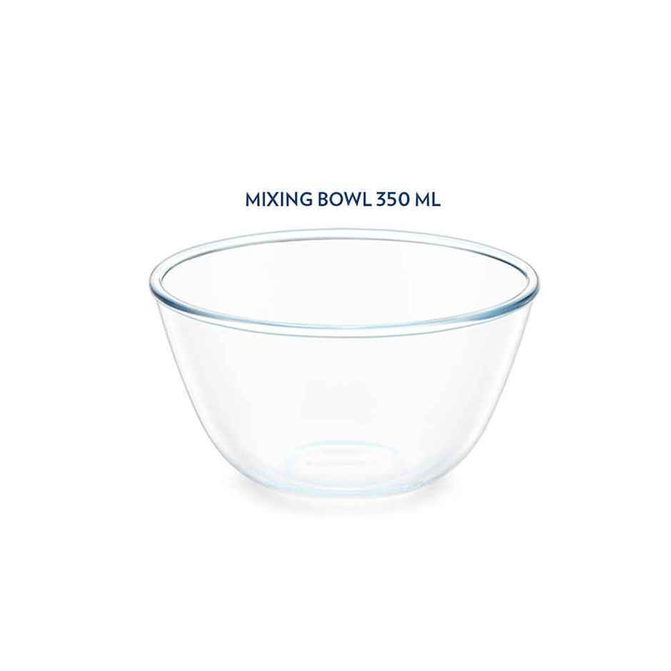 Borosil Glass Mixing & Serving Bowls with Lids | Microwave & Dishwasher Safe | Transparent - 350 ml