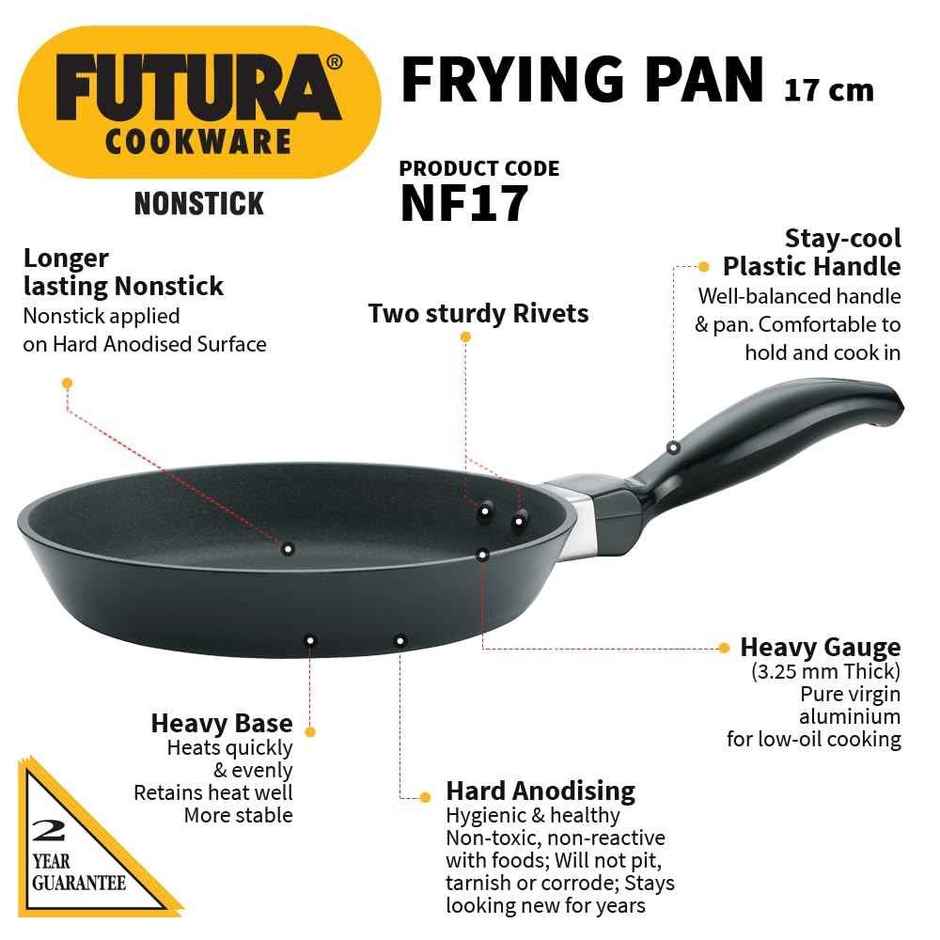Hawkins Futura 17 Cm Frying Pan, Non Stick Fry Pan, Small Frying Pan, Black