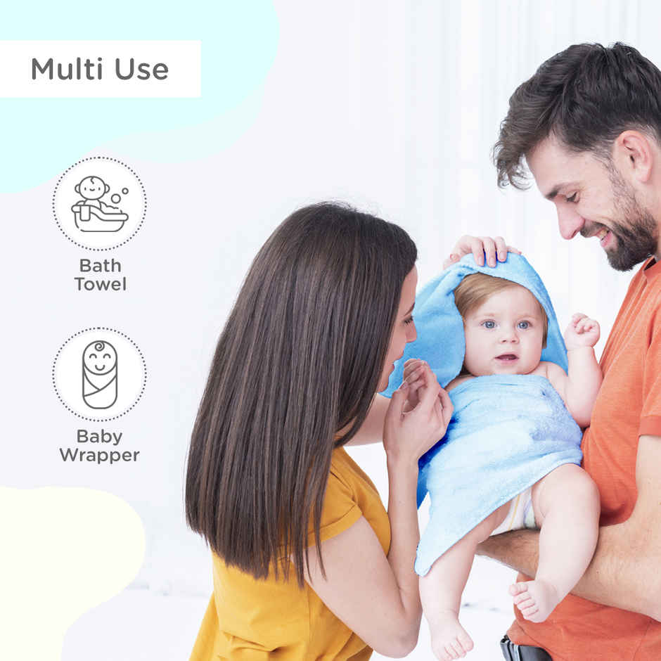 Mee Mee Bamboo Cotton Premium Baby Washcloth | Newborn Essentials | Blue | 80x80 cm