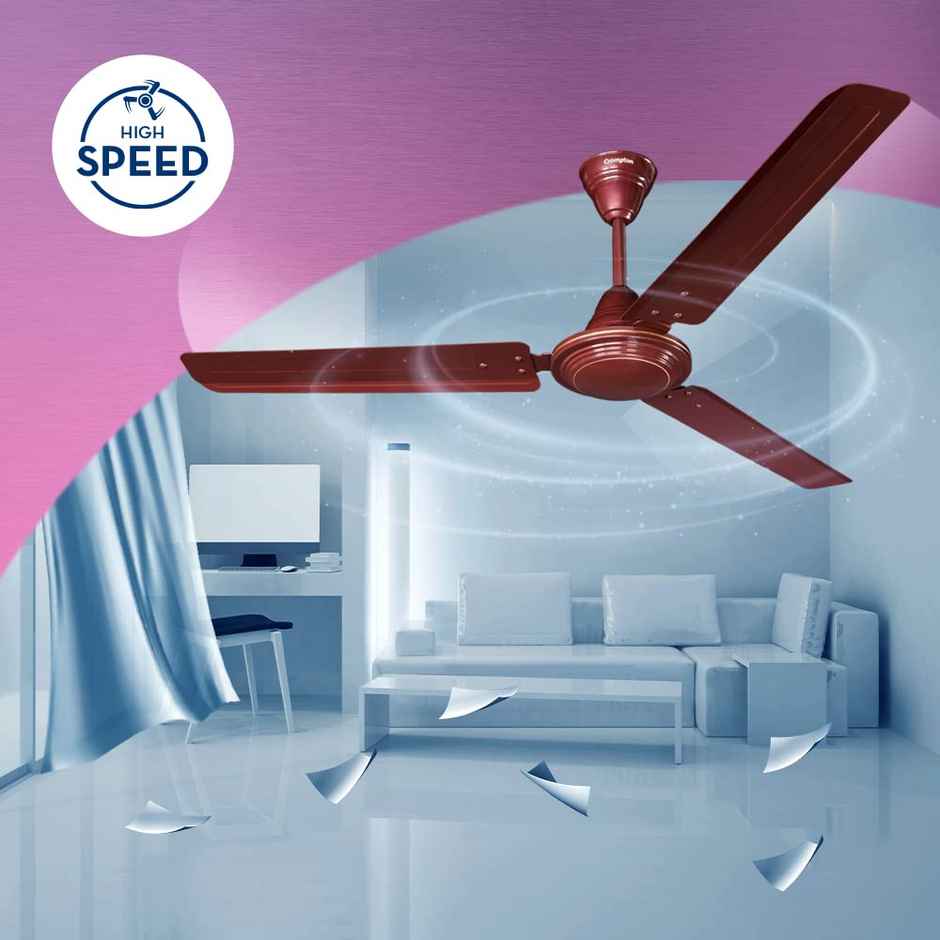 Crompton Surebreeze Hillbriz Ceiling Fan, 1200mm, 3 Blades, BEE Star Rated, Energy Efficient Fan - Brown