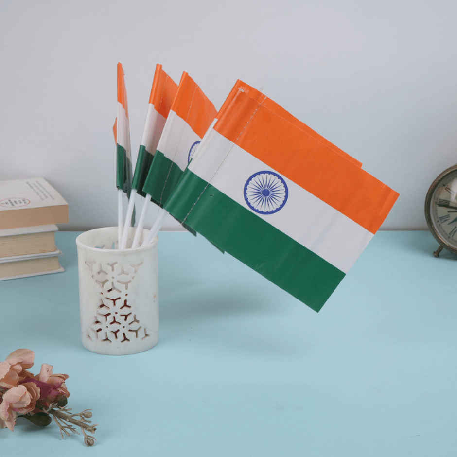 Indian National Paper Flag | Pack of 5 | Handheld Flags | Picfest