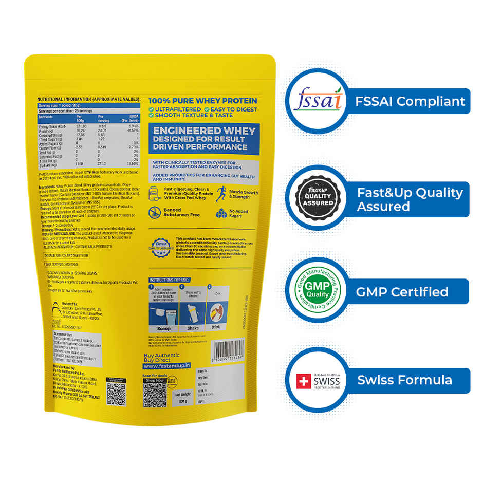 Fast&Up Whey Protein Essentials - European Chocolate Flavoured Clean Protein