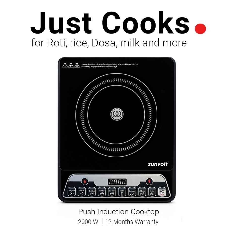 ZunVolt 2000W Induction Cooktop Push Button, Crystal Glass