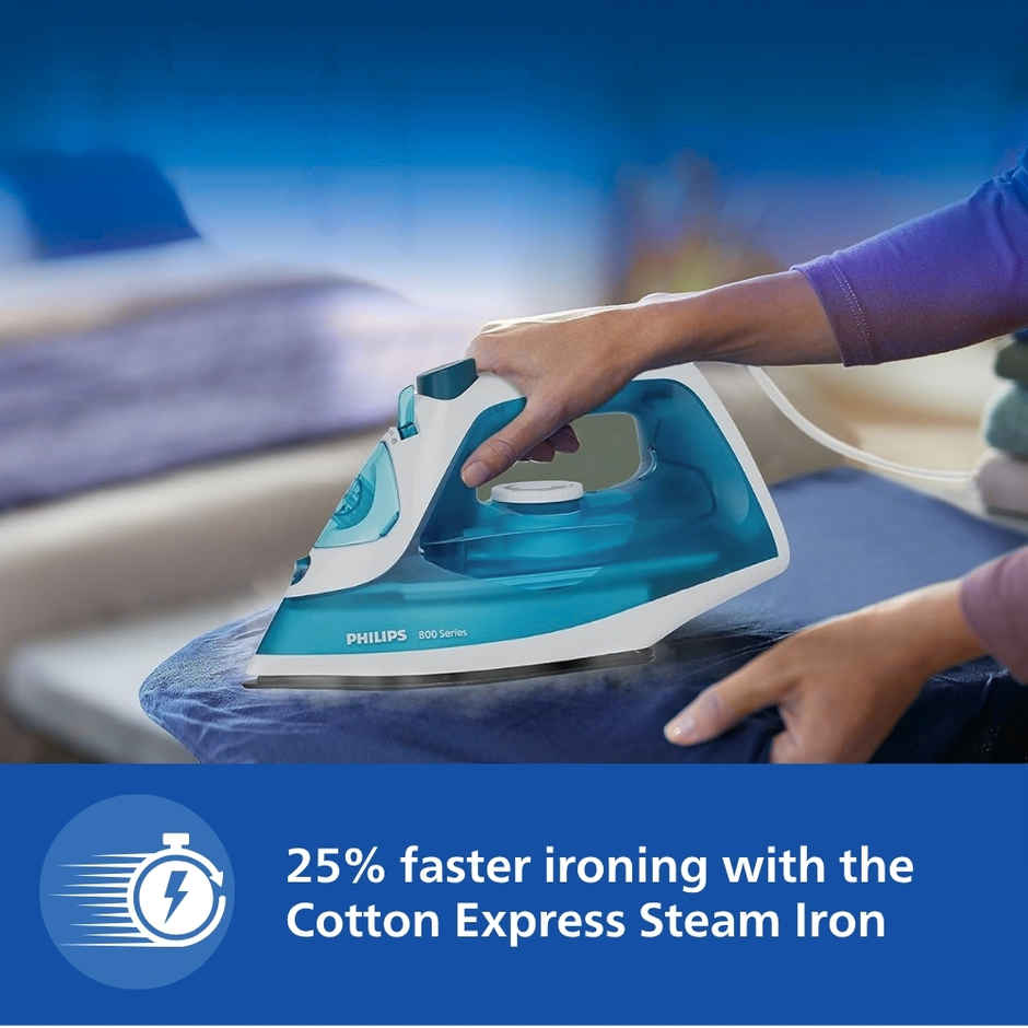 Philips Steam Iron DST0820/20 Powerful 15 gm/min Steam Output with Spray, 1250 W, Multilayer Coated Non stick Soleplate - Blue