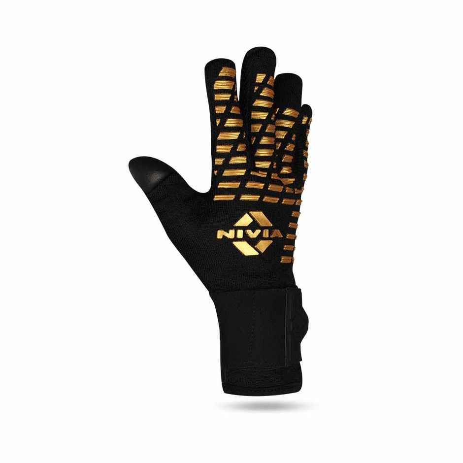 Nivia Ashtang Gold Goalkeeper Glove | Black | Large