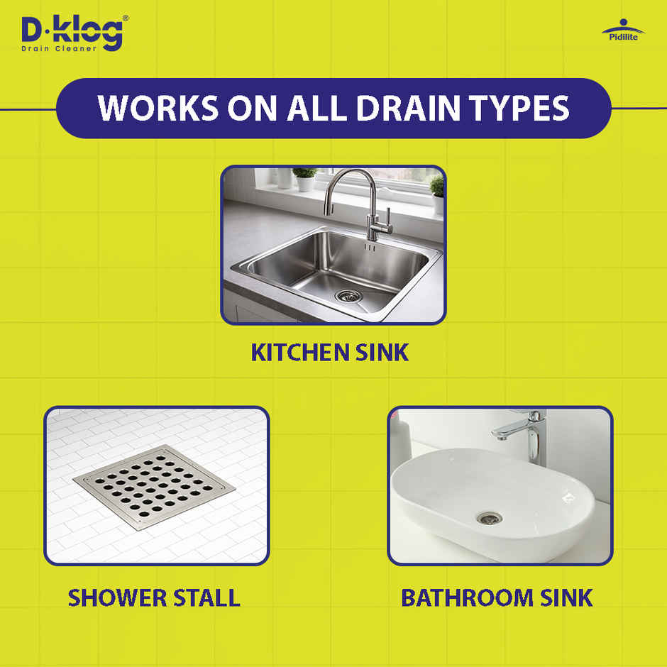 DKlog Drain Cleaner Powder 45g x5-Fast Clog Remover for Sinks, Pipes & Septic Tanks