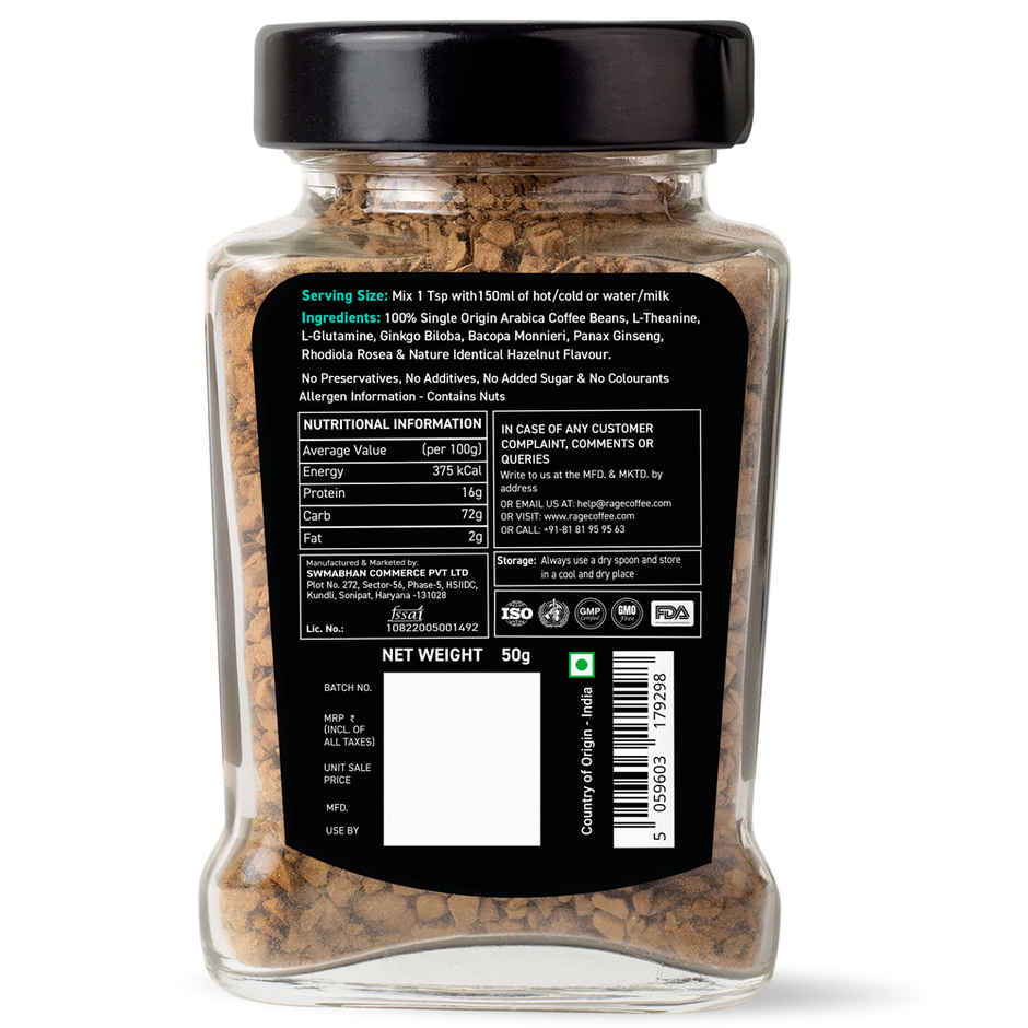 Rage Coffee Irish Hazelnut - Premium Arabica Instant Coffee