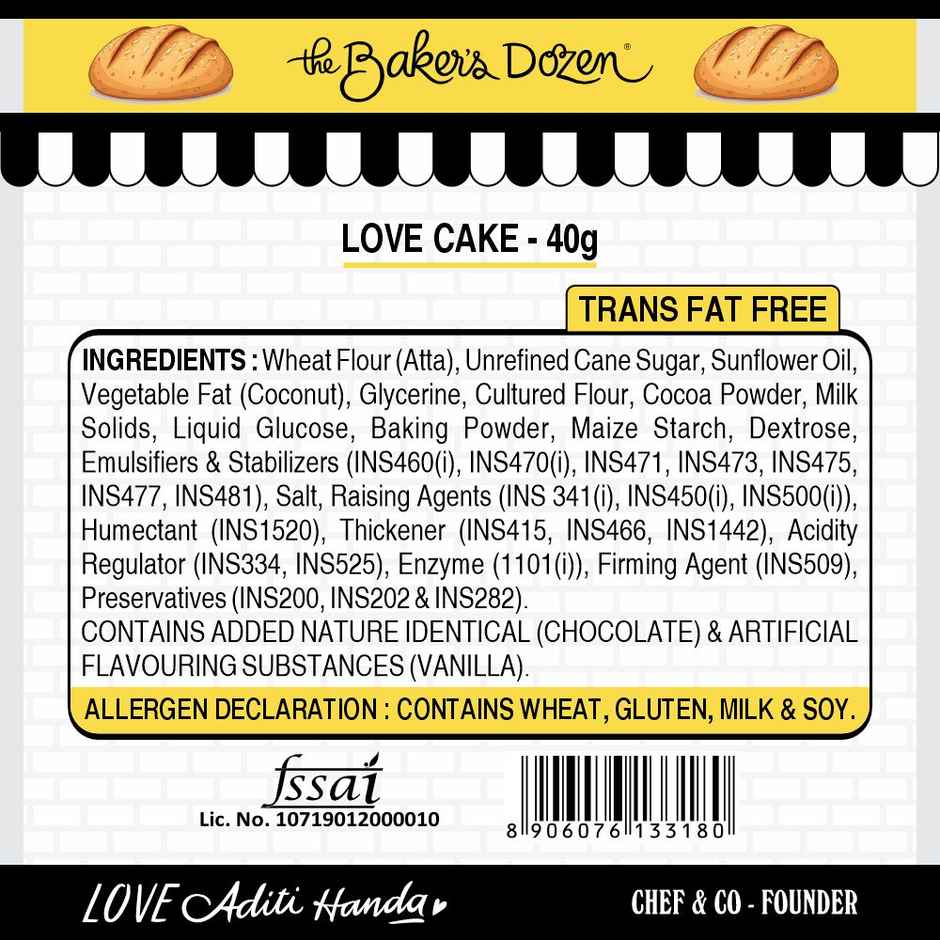 The Baker's Dozen Zero Maida Love Cake - Chocolate | Veg/Eggless Cake | Chocolate Cake | Heart cake