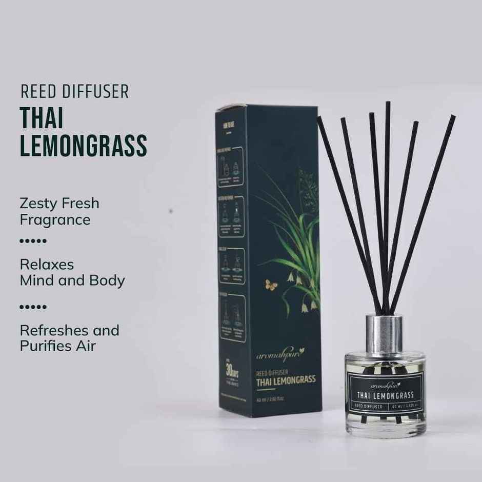 Aromahpure Premium Reed Diffuser - Lemongrass, With 6 Fiber Reed Stick