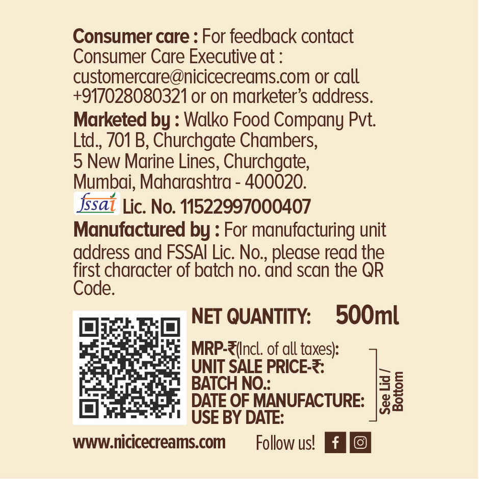 NIC Chocochips Ice Cream Tub | Preservative Free | No Artificial Flavors