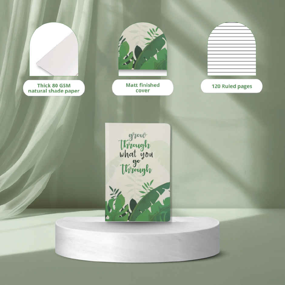 Papboo Ruled Soft Bound Notebook Matte Finished Cover, 120 Pages, 80 Gsm - Grow