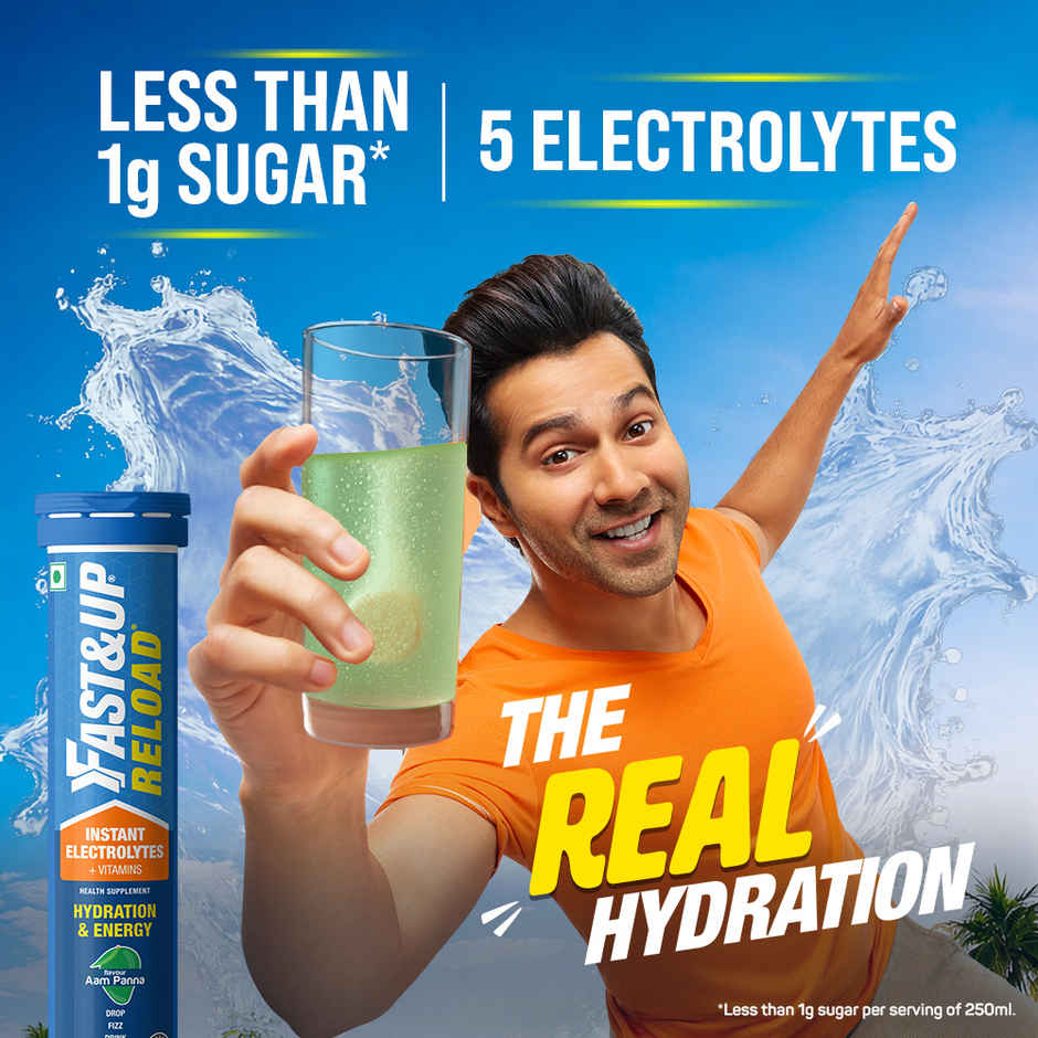 Fast&Up Reload Low Sugar Instant Hydration with 5 Essential Electrolytes | Aam Panna