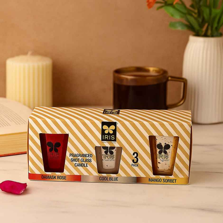 IRIS Fragranced Mercury Shot Glass Scented Candles Mango Sorbet | Home Decor