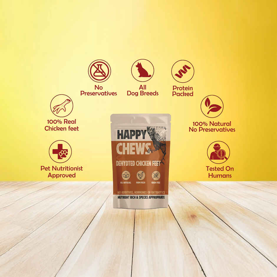 Nootie Dehydrated Chicken Feet Dog Treat | Crunchy Natural Dental Chews