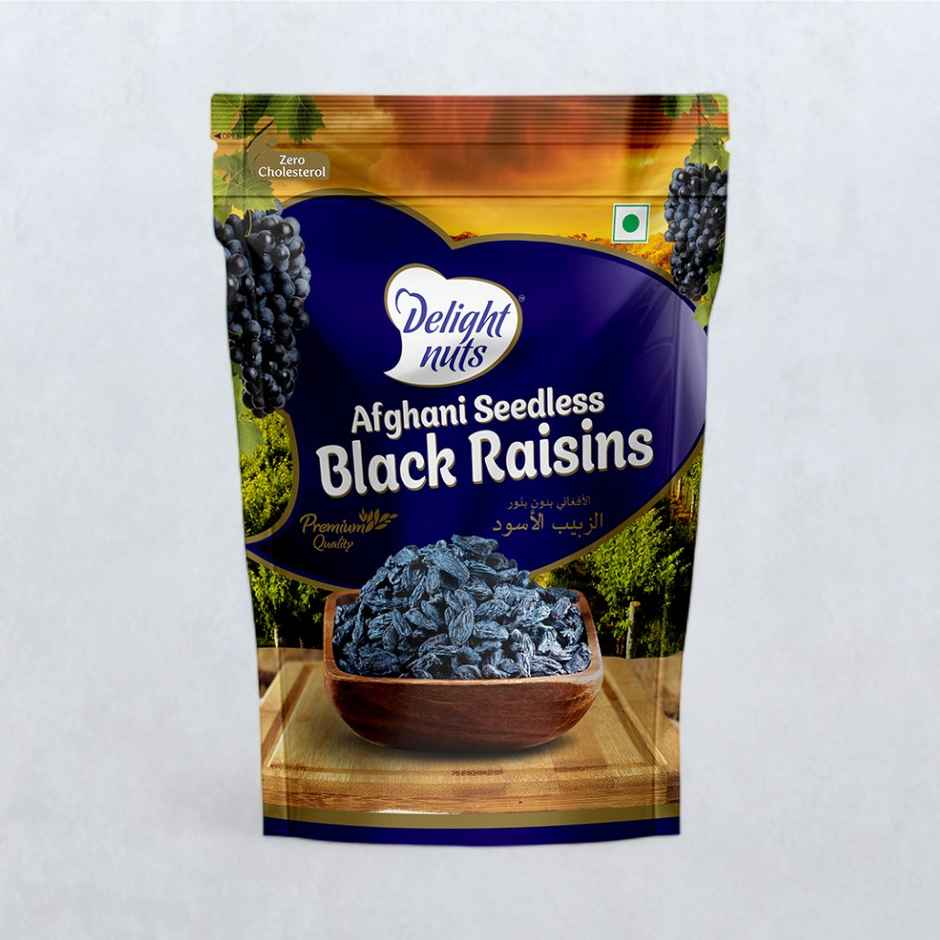 Delight Nuts Afghani Seedless Black Raisins- Premium Quality