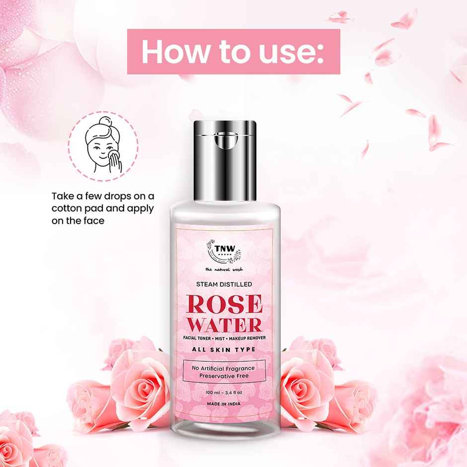 The Natural Wash Steam Distilled Rose Water for Toning & Hydrating | No Artificial Fragrance