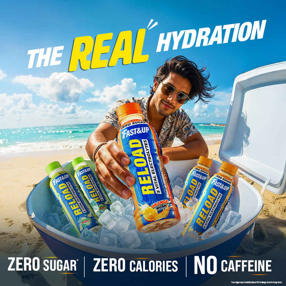 Fast&Up Reload Orange Zero Sugar Energy Drink | Instant Electrolytes | Healthy & Refreshing Drink
