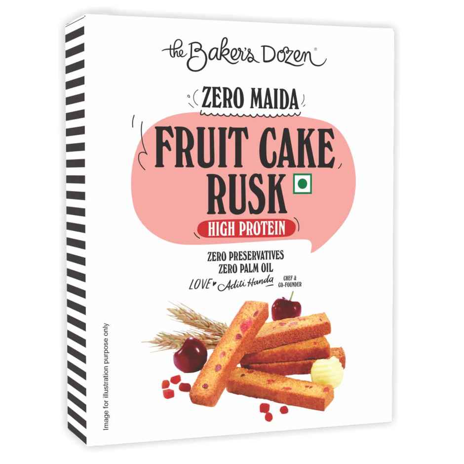The Baker's Dozen Zero Maida Fruit Cake Rusk - High Protein