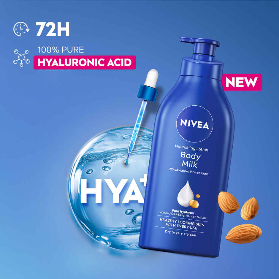 NIVEA Nourishing Body Lotion Body Milk|48 H Moisturization|2X Almond Oil|For Very Dry Skin