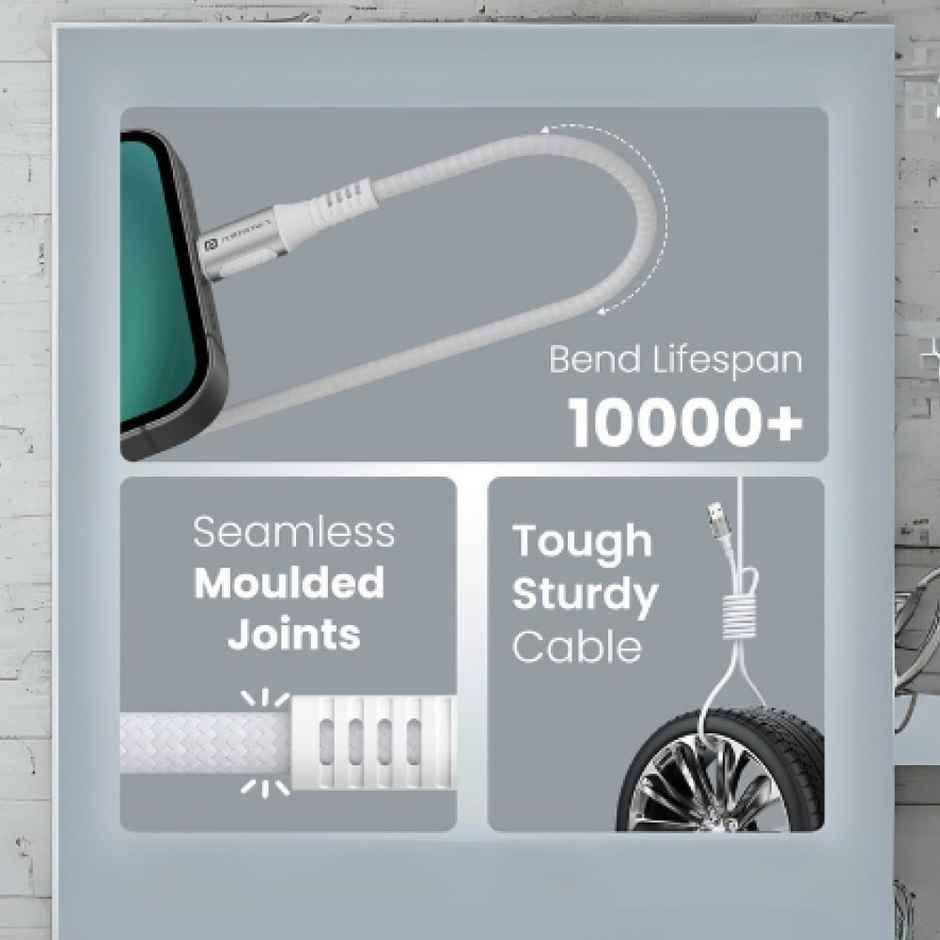 Portronics 1.5 m USB A to Type C Cable | White