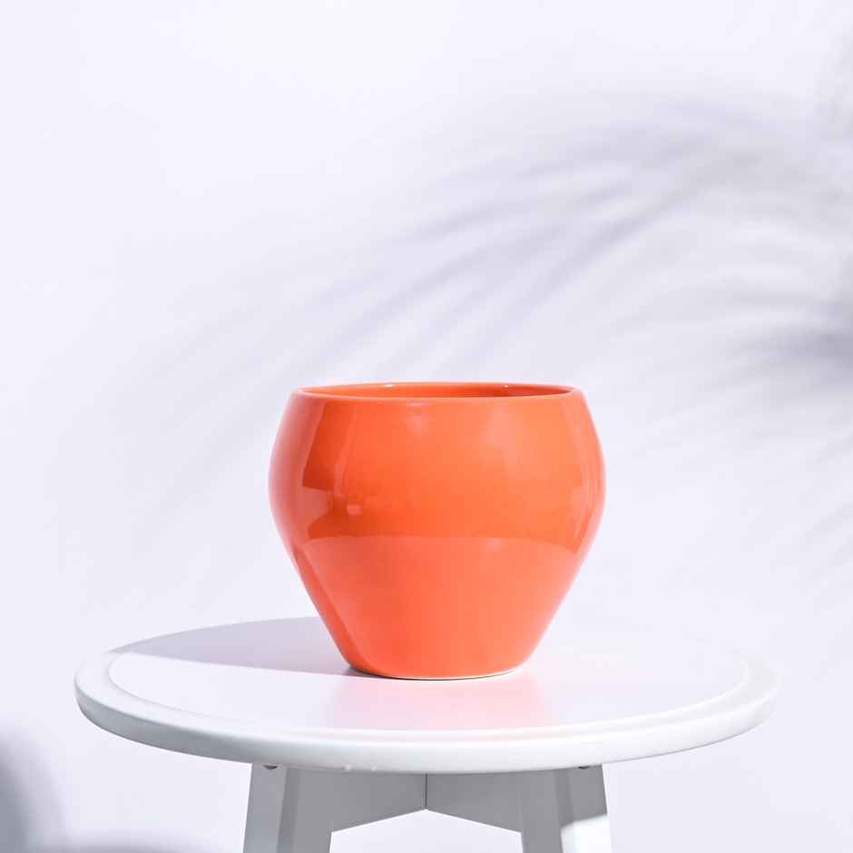 Ugaoo Apple Orange Ceramic Gardenig Pot - 6 Inch
