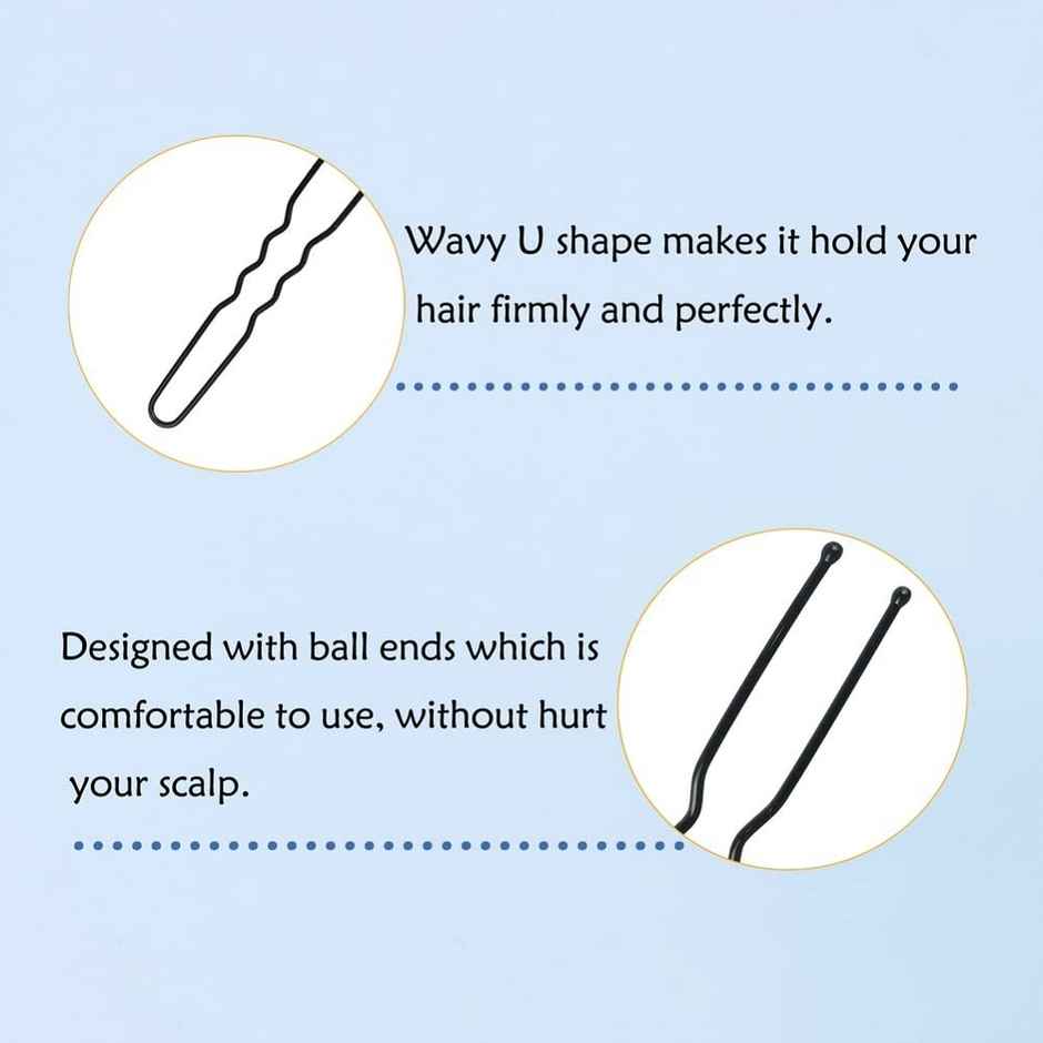 Beautiliss Professional U shaped Hair Pins Big Size with Storage box Thick Black Ball tip Metal
