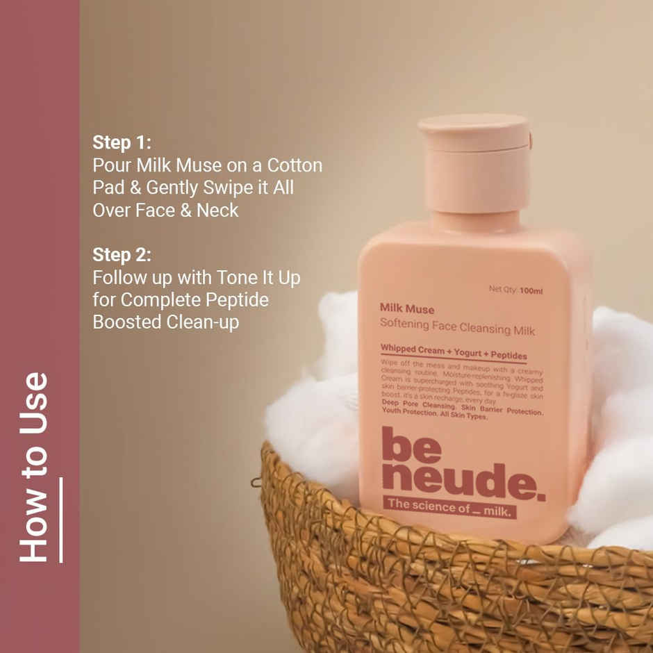 Be Neude Peptide Face Cleansing Milk With Whipped Cream & Yogurt For Deep Pore Cleansing