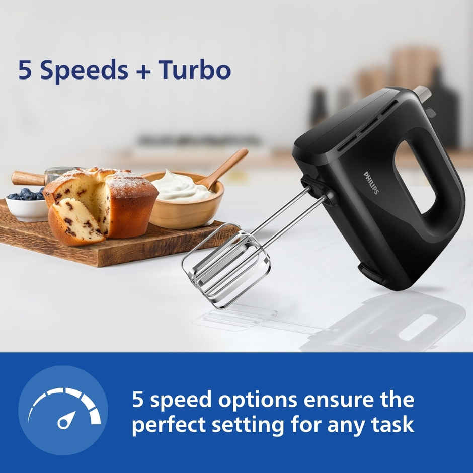 Philips Hr3705/10 300 Watt Lightweight Hand Mixer, Blender With 5 Speed Control Settings