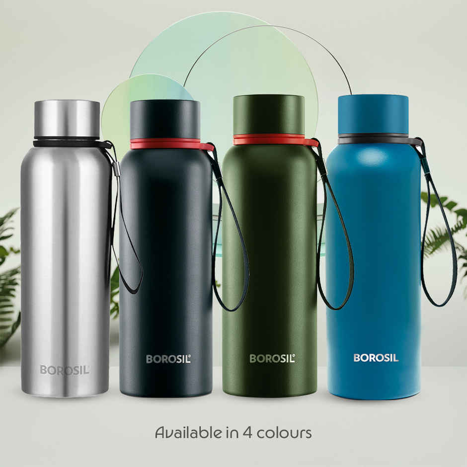 Borosil Hydra Trek Water Bottle | Stainless Steel Double Wall Vacuum Flask | Black | 700 ml