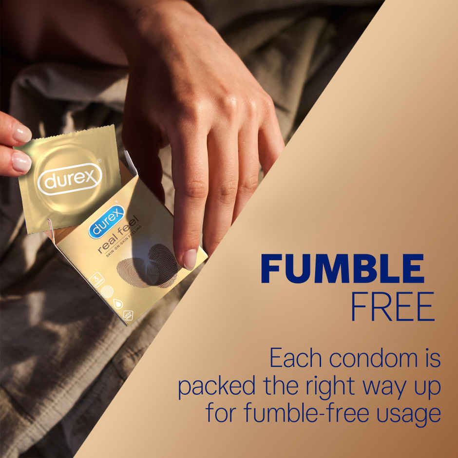 Durex Real Feel Condoms For Men | For Real Skin On Skin Feeling Latex Free